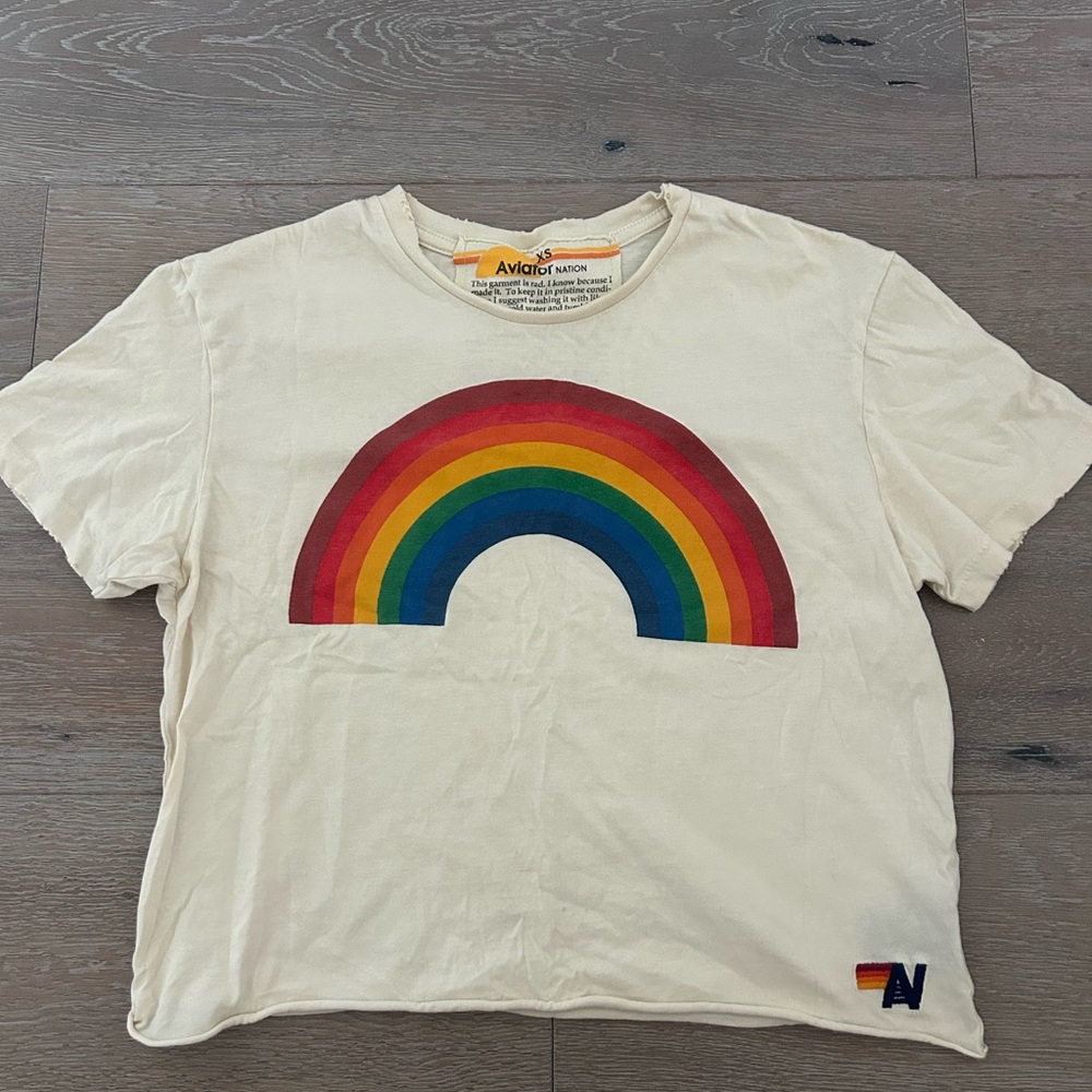 Aviator Nation Kids Rainbow Tee - Cream